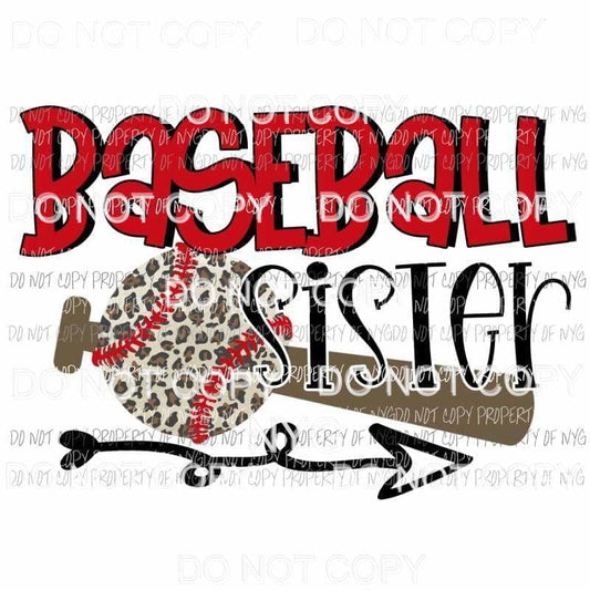 Baseball Sister #1 bat and leopard ball Sublimation transfers Heat Transfer