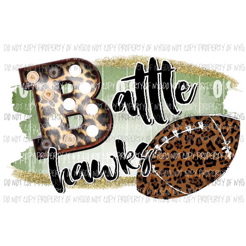 Battlehawks football field leopard Sublimation transfers Heat Transfer