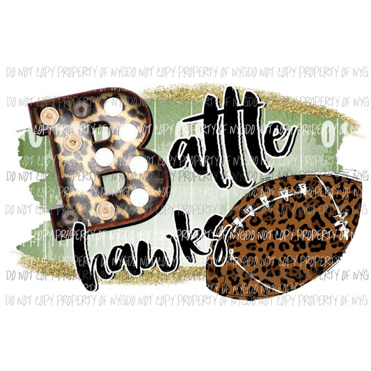 Battlehawks football field leopard Sublimation transfers Heat Transfer
