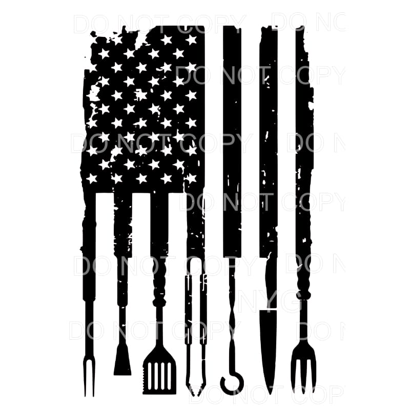 BBQ Barbecue Flag Utensils Sublimation transfers - Heat 