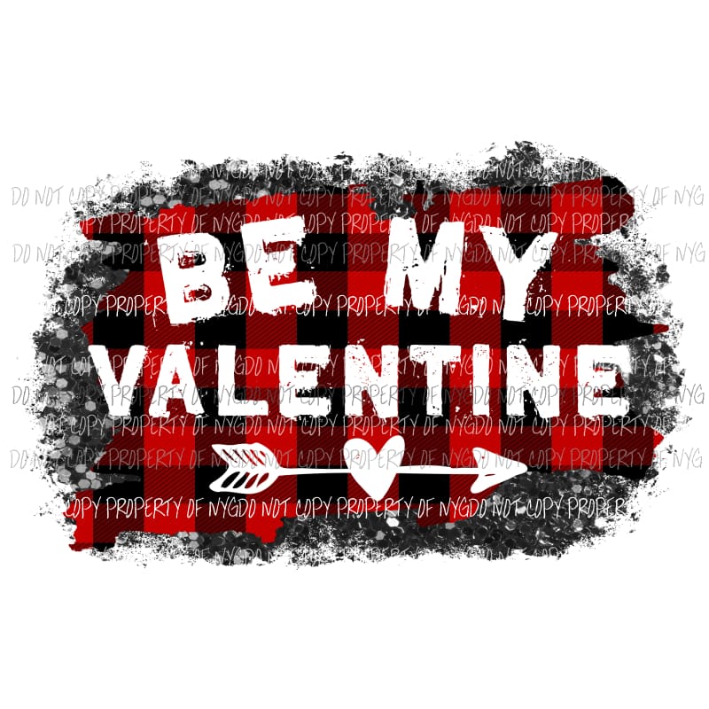 BE MINE #3 red buffalo plaid heart with arrow Sublimation transfers Heat Transfer