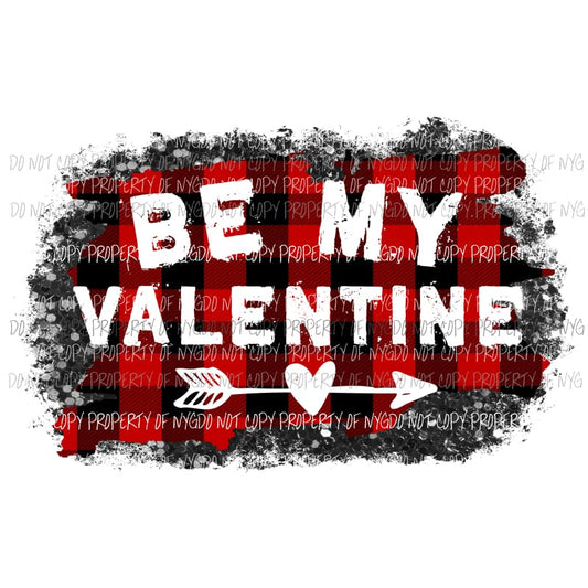 BE MINE #3 red buffalo plaid heart with arrow Sublimation transfers Heat Transfer