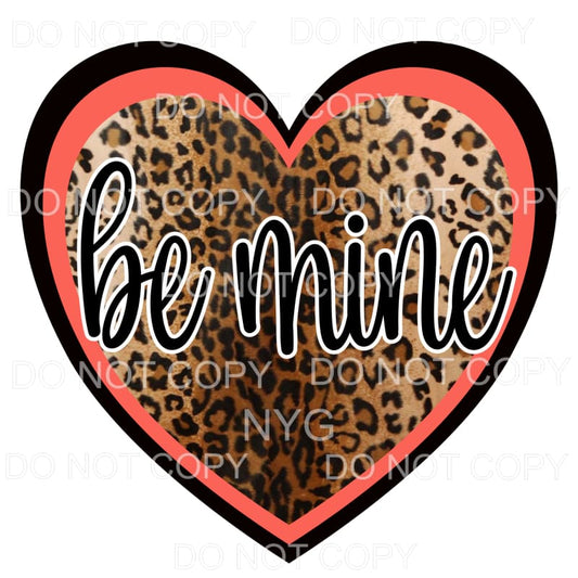 Be Mine Heart Leopard Red Black Sublimation transfers - Heat