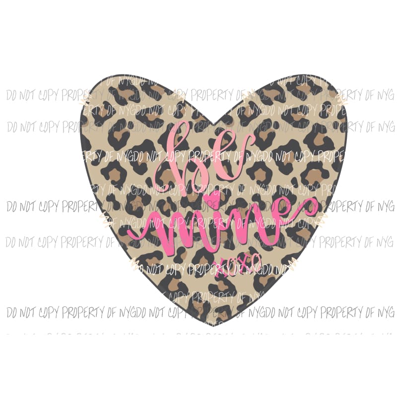 Be Mine XOXO Leopard Heart Valentines Day Sublimation transfers Heat Transfer