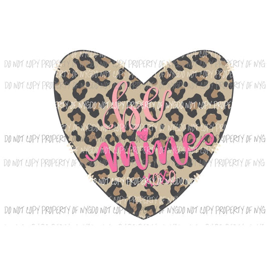 Be Mine XOXO Leopard Heart Valentines Day Sublimation transfers Heat Transfer