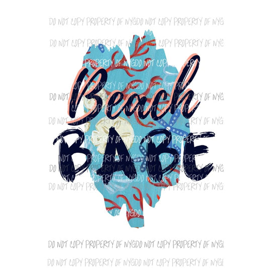 Beach Babe blue water seaweed starfish Sublimation transfers Heat Transfer