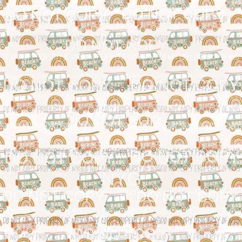 Beach Babe Van Rainbow Sheet Sublimation transfers 13 x 9 inches Heat Transfer
