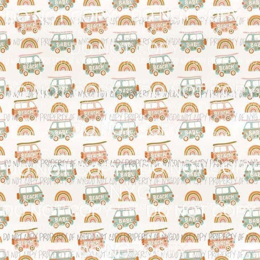 Beach Babe Van Rainbow Sheet Sublimation transfers 13 x 9 inches Heat Transfer
