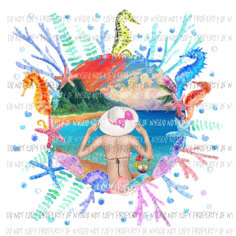 Beach Girl Sublimation transfers Heat Transfer