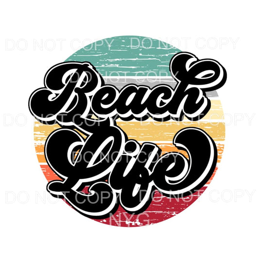 Beach Life Retro Distressed Wood Circle #1 Sublimation 