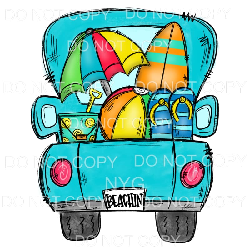 Beach Truck Blue Boy Sublimation transfers - Heat Transfer