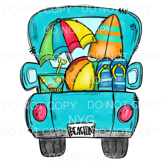 Beach Truck Blue Boy Sublimation transfers - Heat Transfer