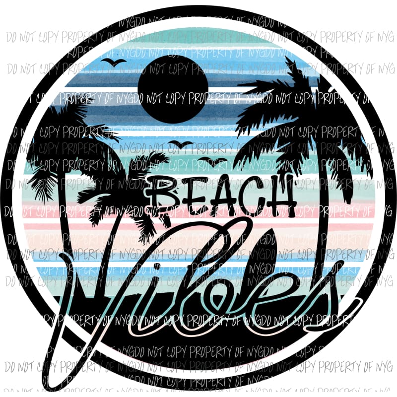 Beach Vibes #3 pastels sunset palm trees Sublimation transfers Heat Transfer