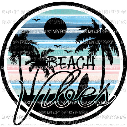 Beach Vibes #3 pastels sunset palm trees Sublimation transfers Heat Transfer
