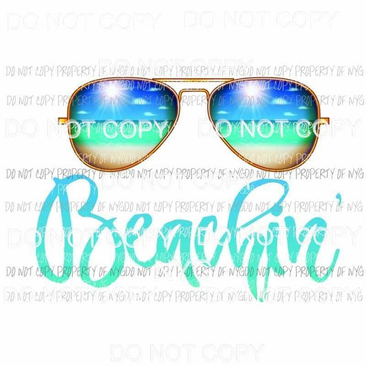 Beachin aviator sunglasses ocean Sublimation transfers Heat Transfer