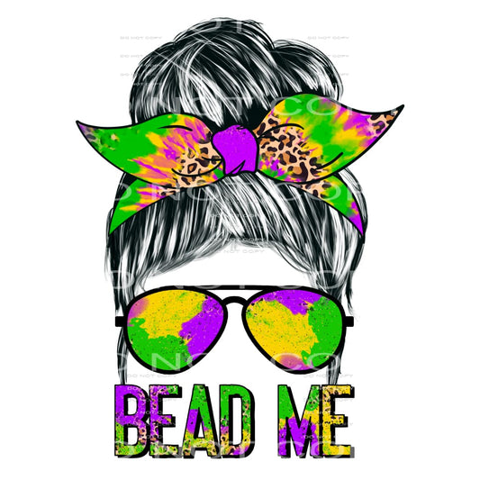 Bead Me Messy Bun Straight Mardi Gras #2484 Sublimation 