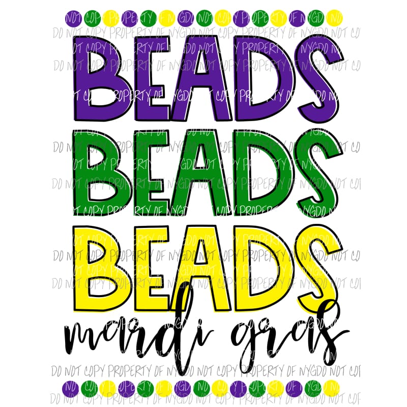 Beads stacked Mardi Gras Sublimation transfers Heat Transfer