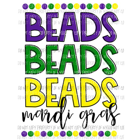 Beads stacked Mardi Gras Sublimation transfers Heat Transfer