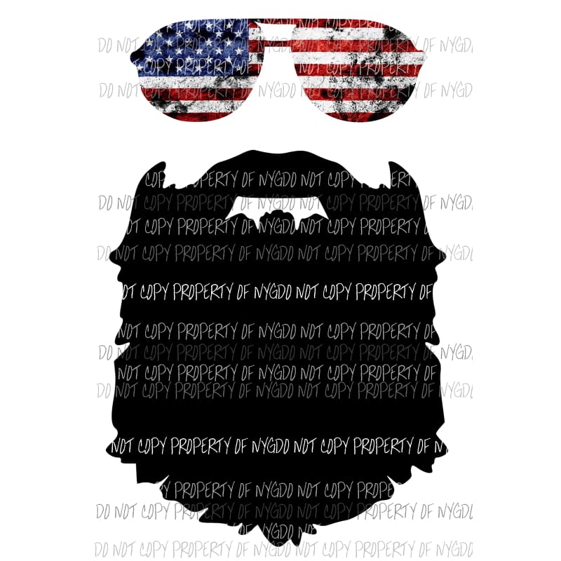Beard Glasses American Flag #1 Sublimation transfers Heat Transfer