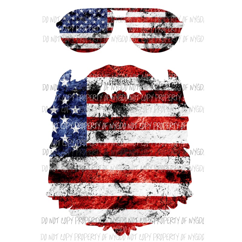 Beard Glasses American Flag #2 Sublimation transfers Heat Transfer