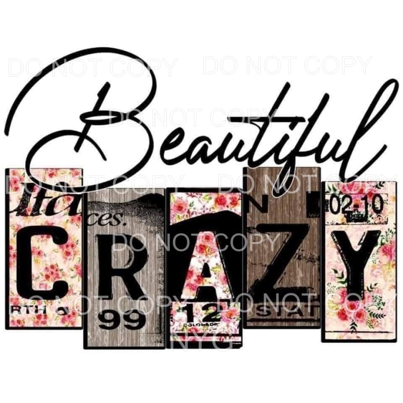 Beautiful Crazy Wood Floral Block Letters #1885 Sublimation 