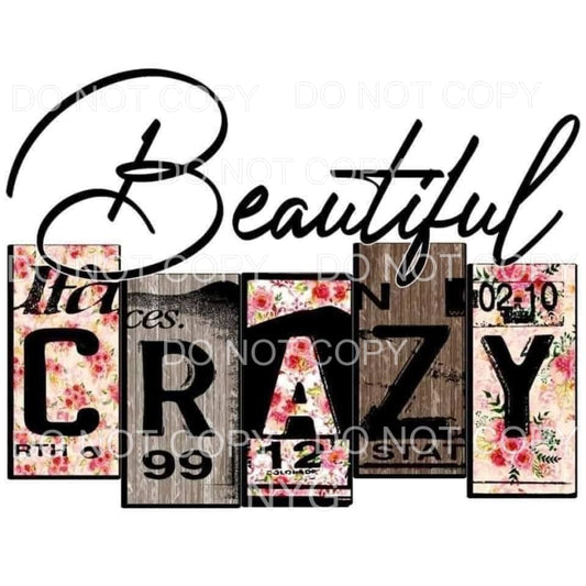 Beautiful Crazy Wood Floral Block Letters #1885 Sublimation 