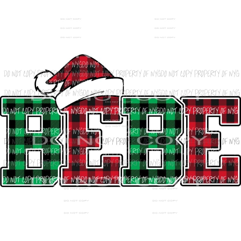 BEBE buffalo plaid santa hat Sublimation transfers Heat Transfer