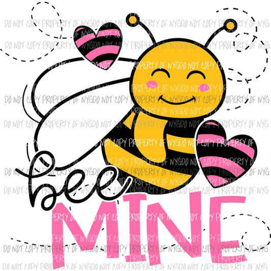 Bee Mine kids pink bumblebee Sublimation transfers Heat Transfer