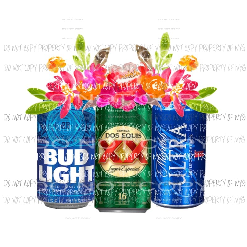 Beer 3 pack combo bud light ultra flowers Sublimation transfers Heat Transfer