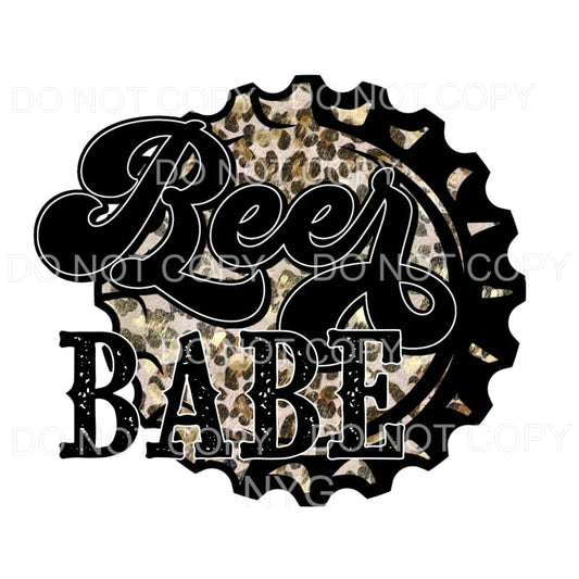 Beer Babe Leopard Bottle Cap Sublimation transfers - Heat 