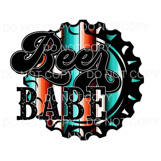 Beer Babe Serape Bottle Cap Sublimation transfers - Heat 