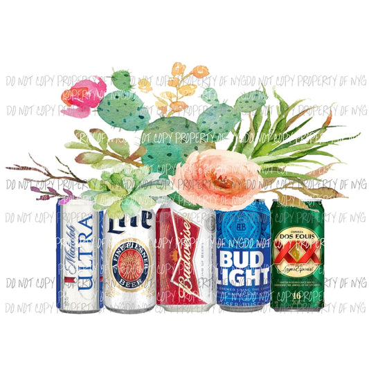 Beer with cactus and flowers # 4 Sublimation transfers Heat Transfer