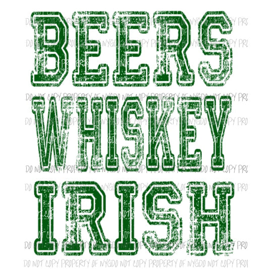 Beers Whiskey Irish Sublimation transfers Heat Transfer