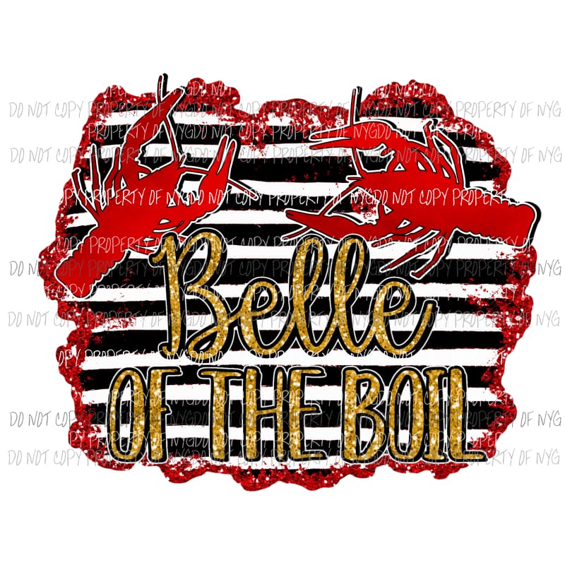 Belle Of The Boil crawfish red black Sublimation transfers Heat Transfer