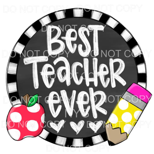 Best Teacher Ever Black Circle Frame Apple Pencil 