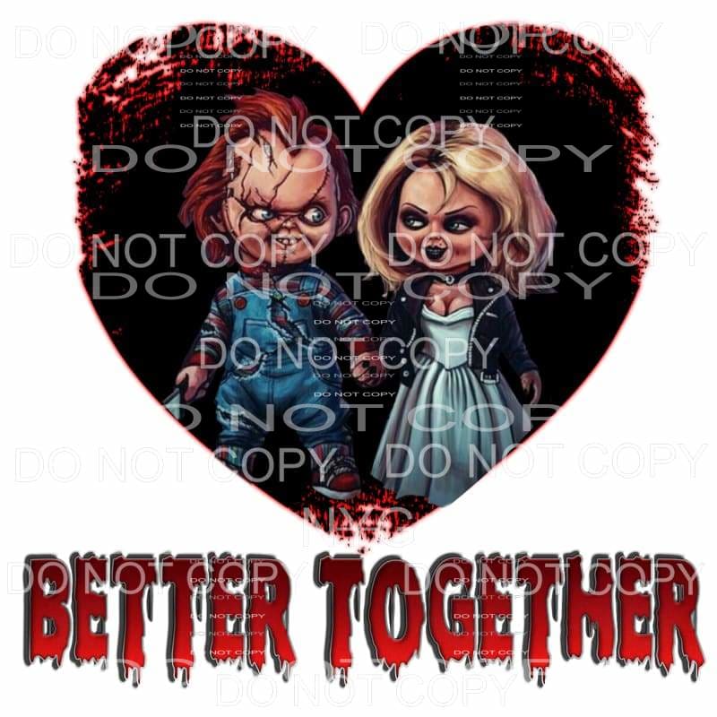 Better Together Chucky and Tiffany Black Red Heart Bride Of 