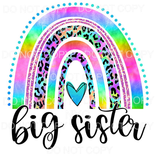 Big Sister Bright Color Tie Dye Leopard Rainbow Sublimation 