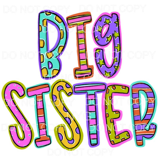 Big Sister Spring Colors Polka Dots Stripes Sublimation 
