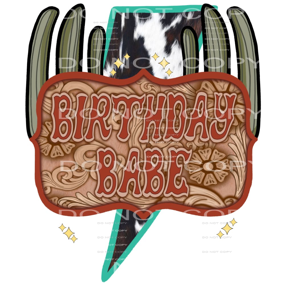 Birthday Baby Embossed Leather Cactus Cowhide Western #2380 