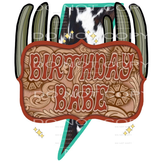 Birthday Baby Embossed Leather Cactus Cowhide Western #2380 
