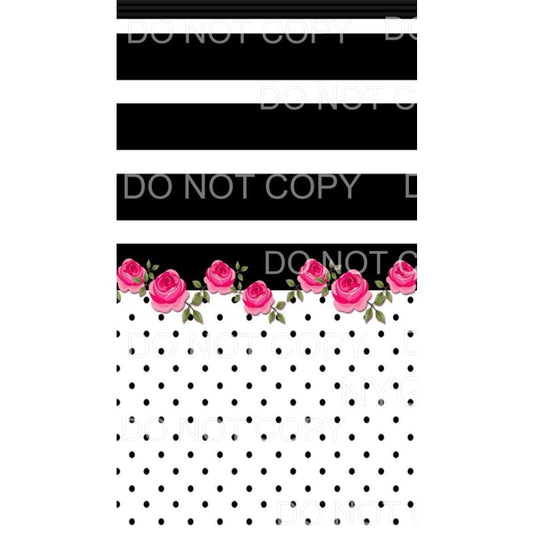 Black and White Stripes Pink Flowers Polka Dots Sheet 