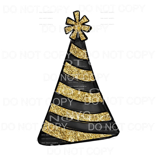 Black Gold Glitter Party Hat New Years #1975 Sublimation 