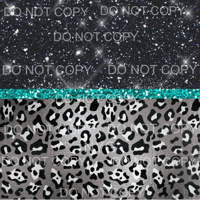 Black Leopard Galaxy Turquoise Sheet Sublimation transfers -