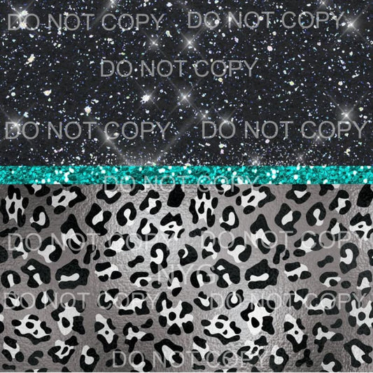 Black Leopard Galaxy Turquoise Sheet Sublimation transfers -