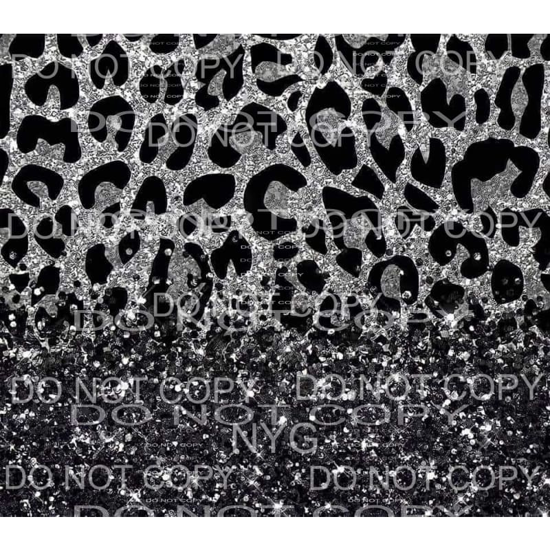 Black Leopard Silver Glitter Background Sheet #1848 
