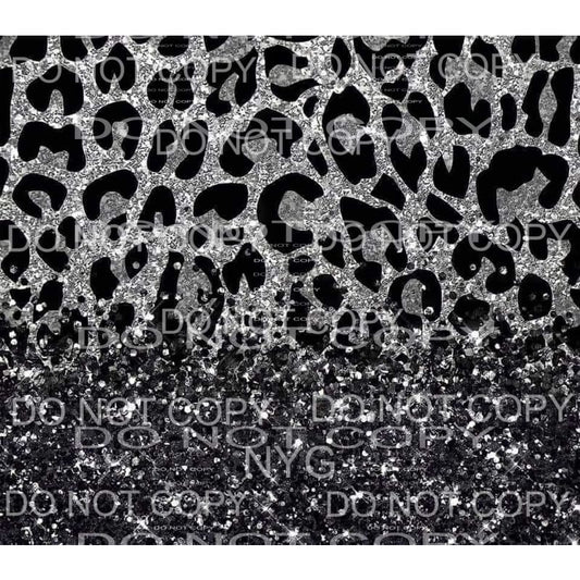 Black Leopard Silver Glitter Background Sheet #1848 