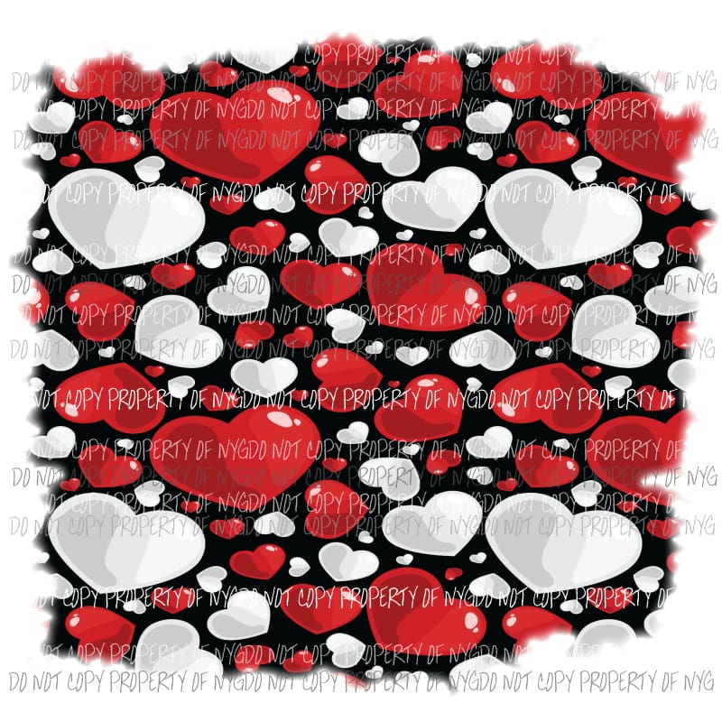 Black Red Hearts torn paper edges Sublimation transfers Heat Transfer