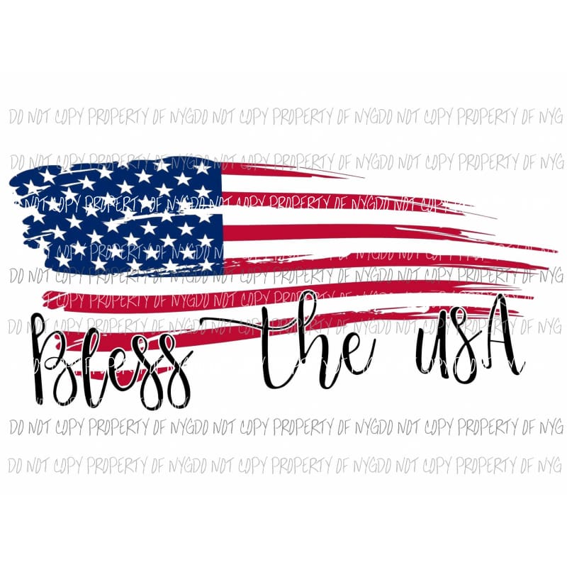 Bless the USA flag Sublimation transfers usa 4th of july america memorial labor day Heat Transfer