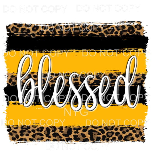 Blessed Gold Black Leopard Brushstrokes Sublimation 