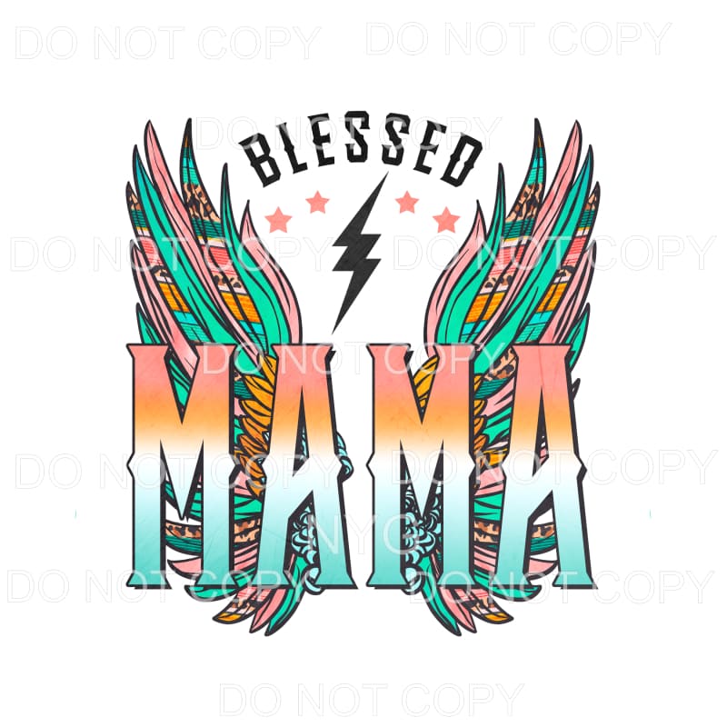Blessed Mama Wings Retro Sublimation transfers - Heat 